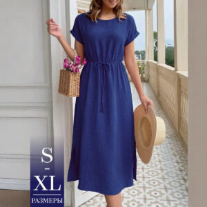 Womens Casual Loose-fitting Round-neck Dress