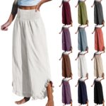 Pleated Asymmetrical Hem Cotton-linen Loose-fit Casual Pants