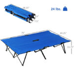 2 Person Folding Camping Cot For Adults, 50Extra Wide Outdoor Portable Sleeping Cot With Carry Bag, Elevated Camping Bed, Beach Hiking, Blue
