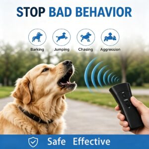 Trainer Ultrasonic For Dogs, Anti Barking Device, Portable Ultrasonic Dog Barking, Anti Barking Dog Training Device With Flashlight With LED Light, 3 Training Modes For Indoor Outdoor