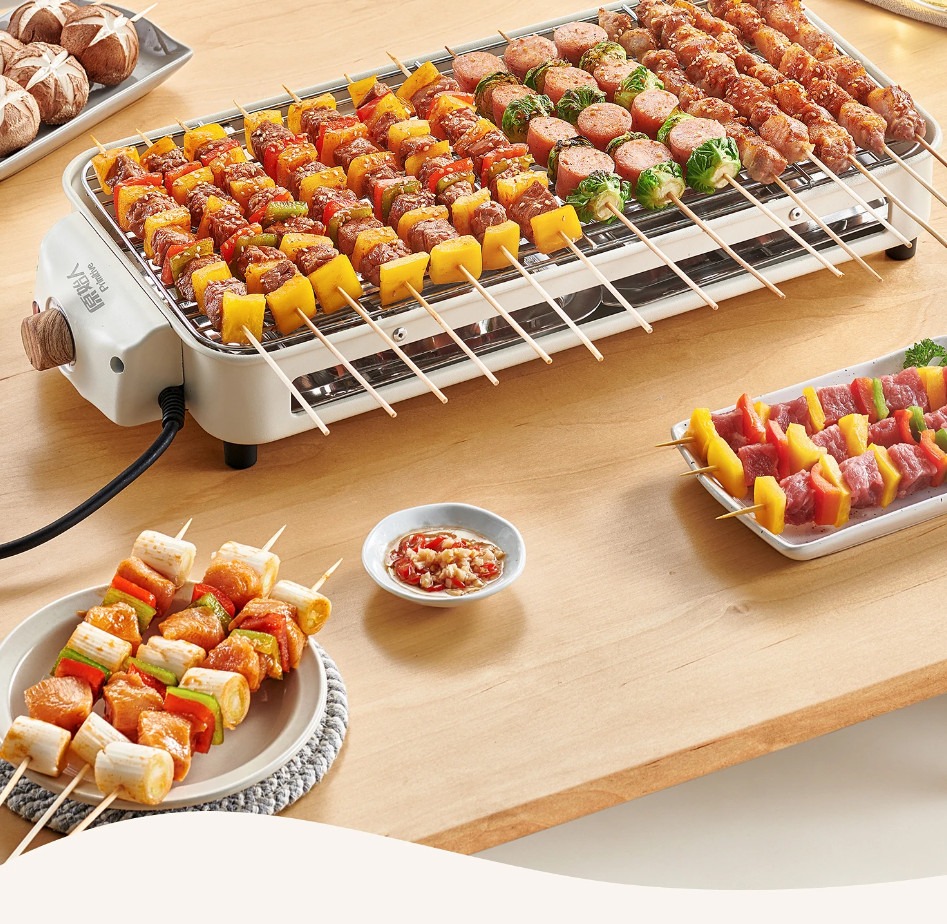 1500W Electric Barbecue Grill 2 In 1 Indoor BBQ Griddle Hot Plate Smokeless