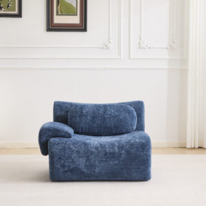 Compression Wave Sofa, Convertible Floor Sofa Bed, DIY Boneless Modular Sectional Sofa, No Assembly Required, Rabbit Velvet Fabric, 2-Seater, Blue
