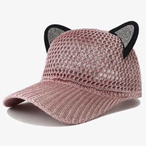 Summer Women's Knitted Baseball Cap With Ear Straps, Fashionable And Cute Style, Openwork Design, Lightweight And Breathable For Daily Use, Sweet Look Outdoors.