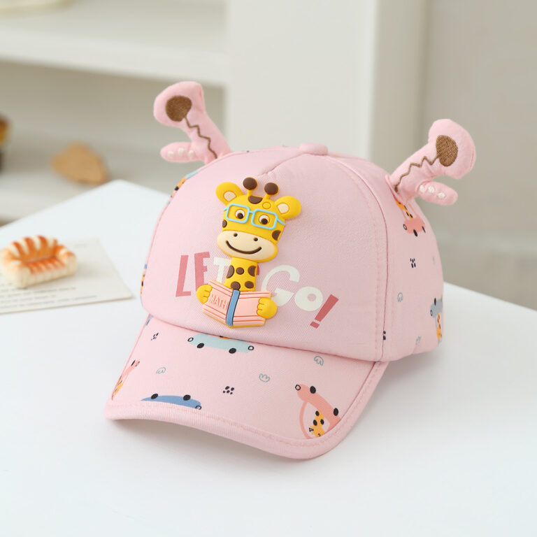 Children’s Three-dimensional Cartoon Giraffe Printed Cute Antlers Adjustable Fashionable Baseball Cap For Traveling, Going Out, Shopping