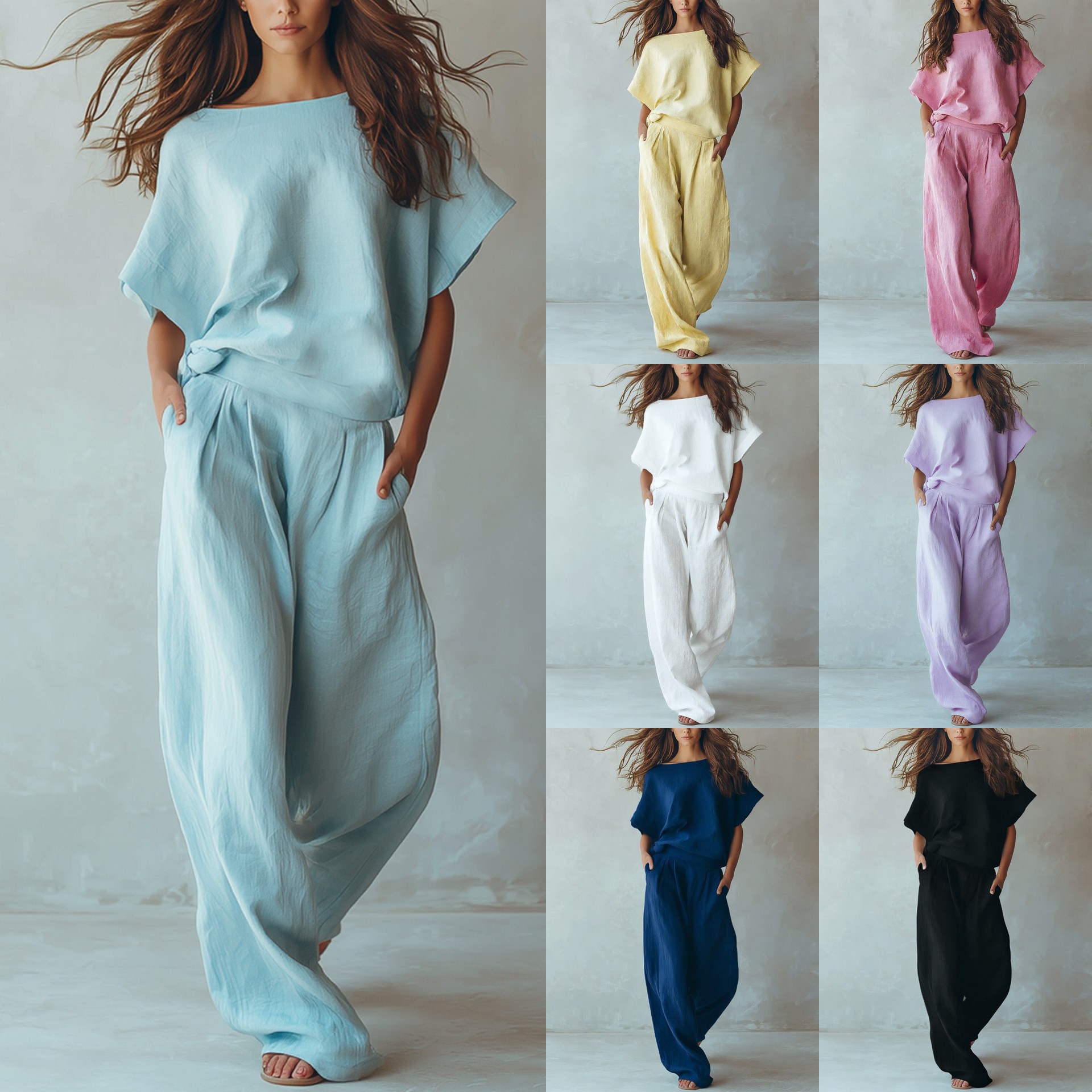 Loose-fit Figure-flattering Linen Two-piece Set