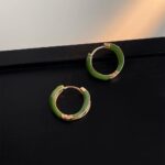 Elegant French Vintage Earrings Women Emerald Green Zircon Studs Victorian Style Jewelry