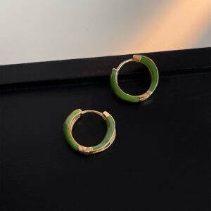 Elegant French Vintage Earrings Women Emerald Green Zircon Studs Victorian Style Jewelry