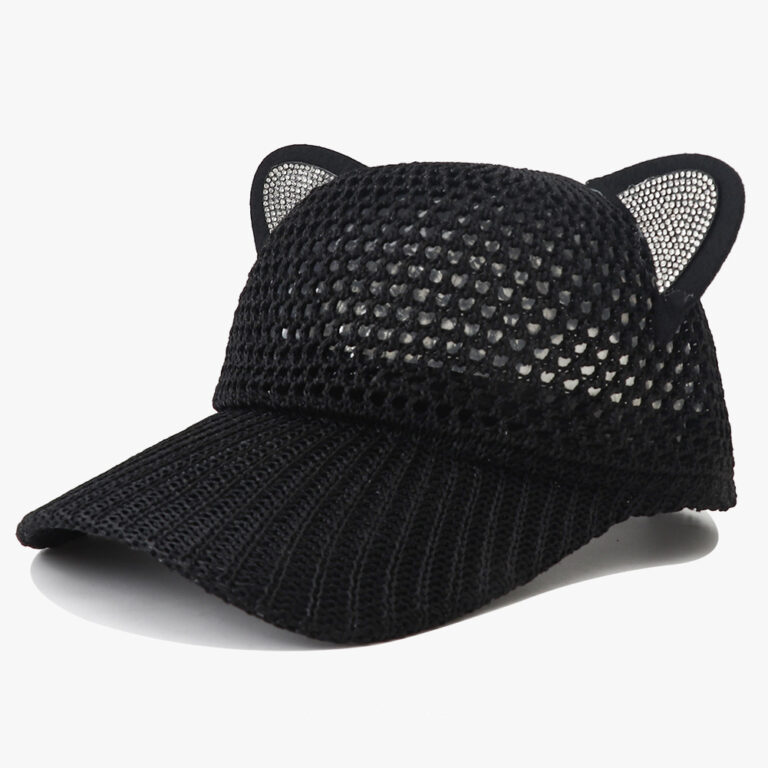 Summer Women’s Knitted Baseball Cap With Ear Straps, Fashionable And Cute Style, Openwork Design, Lightweight And Breathable For Daily Use, Sweet Look Outdoors.