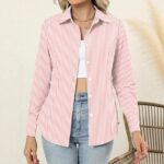 Chic Womens Long-sleeve Blouse With A Notched Collar And A Fashionable Print