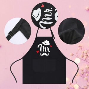 2 Stück Mr. & Mrs Küchen Schürze Paare Küchenschürze Mit Verstellbar Nackenbügel Mit 2 Tasche Hochzeitsgeschenke Für Brautpaar Paare Geschenk Schürze Für Valentinstag Hochzeit Verlobung