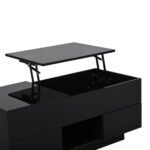 LED Lift-Top Coffee Table, High Gloss Centre Table With 2 Drawers & LED Lights, Lifting Sofa Side Table, Space-saving End Table,Tea Table,for Living Room, Office