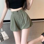 High-waisted Figure-flattering Loose-fit Casual Black Letter-print Shortslightweight Design
