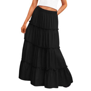 Ruffled Long A-line Double-layered Lined Beach Skirt