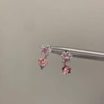 Super Sparkling Full Zircon Cat Paw Stud Earrings For Women, Sweet Cute Cat Drop Earrings Bow Helix Cartilage Studs Fashion Ear Jewelry
