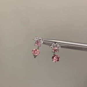 Super Sparkling Full Zircon Cat Paw Stud Earrings For Women, Sweet Cute Cat Drop Earrings Bow Helix Cartilage Studs Fashion Ear Jewelry