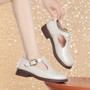 Round-toe Leather British-style Ready-to-ship Large-size Womens Shoes