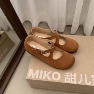 Womens Retro Round-toe Shoes With A Hidden Platform And Thick Sole