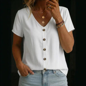 Solid-color Short-sleeve Crew-neck T-shirt Top
