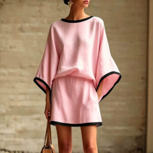 Womens Batwing-sleeve Short-sleeve Two-piece Set