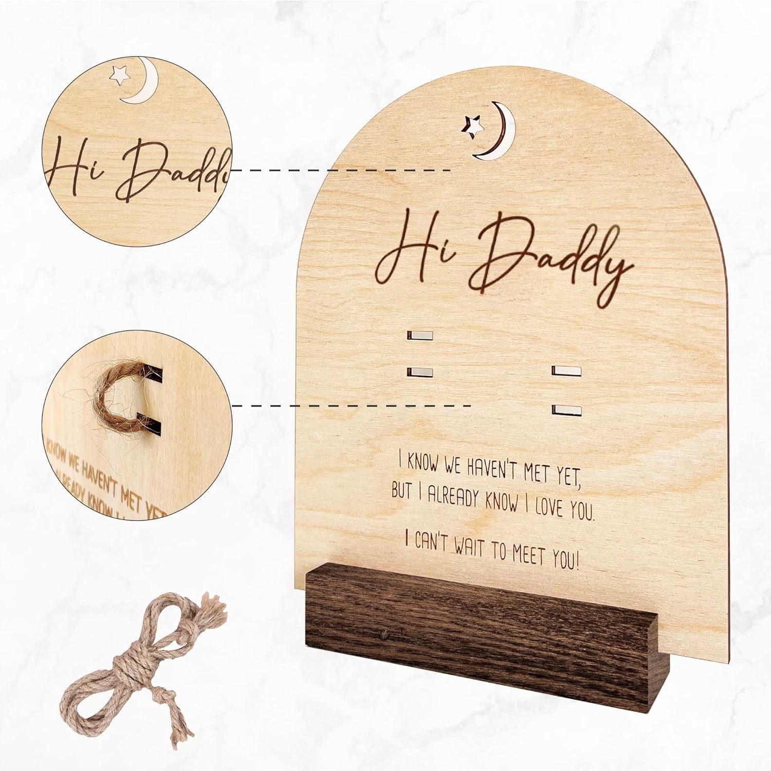 Hi Daddy Pregnancy Reveal Wooden Sign, Pregnancy Test Keepsake Plaque With Holder