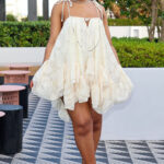 Tied Up Cami Keyhole Neck Irregular Mini Swing Dresses-Beige [Pre Order]