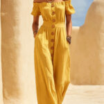Short-sleeved Waist-cinched Wide-leg Jumpsuit