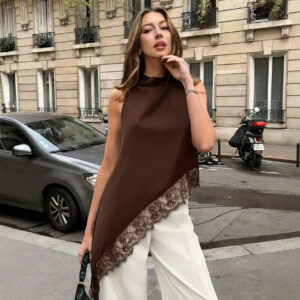 Elegant, Figure-flattering And Versatilesexy Sleeveless Lace-trimmed Top