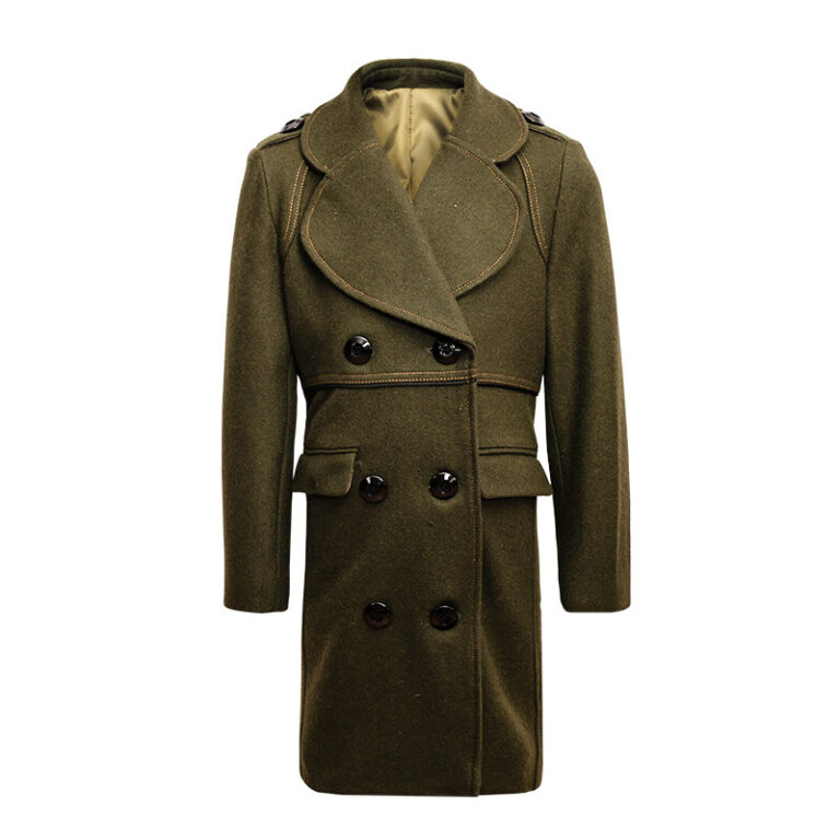 Boy's Thick Warm Military Jacket Green Double Breasted Wool Coat 3-12 Year
