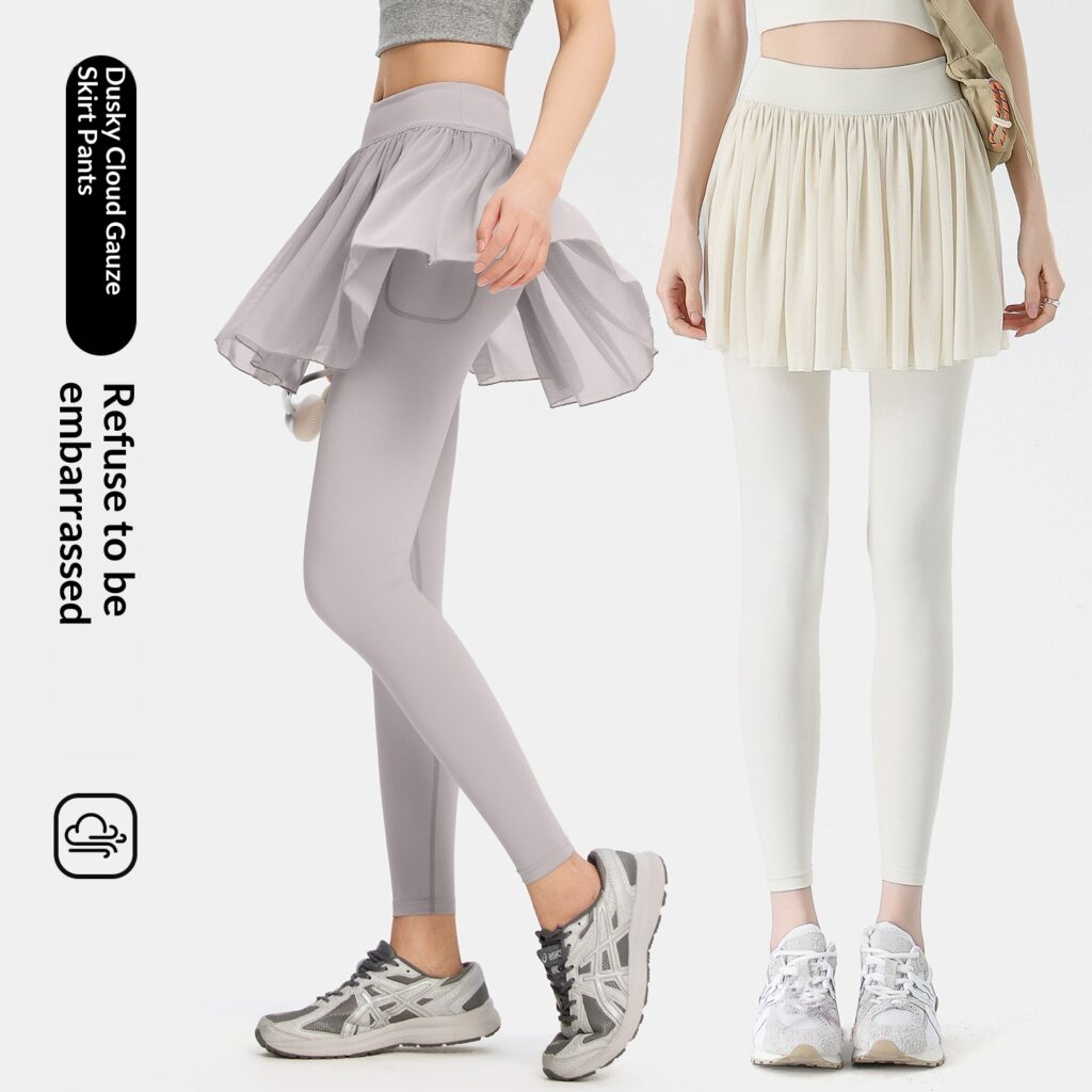Waist-cinching Figure-flattering Casual Yoga Skort With Mesh Fitness Wear Sports Pants
