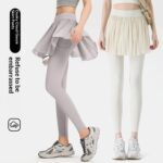 Waist-cinching Figure-flattering Casual Yoga Skort With Mesh Fitness Wear Sports Pants