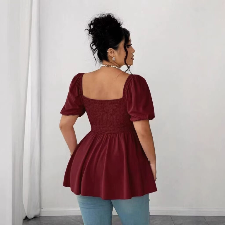 New Stylish Pleated Womens Blouse In Plus Sizes