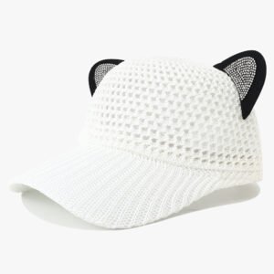 Summer Women's Knitted Baseball Cap With Ear Straps, Fashionable And Cute Style, Openwork Design, Lightweight And Breathable For Daily Use, Sweet Look Outdoors.