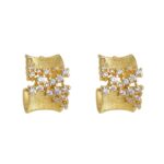 Wide Textured Hoop Earrings For Women Niche Design Zircon Earrings Quiet Luxury Old Money Style
