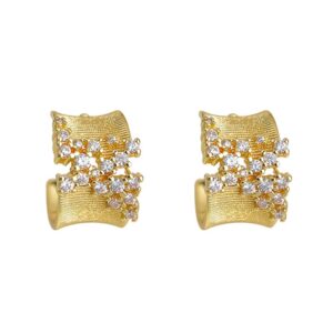Wide Textured Hoop Earrings For Women Niche Design Zircon Earrings Quiet Luxury Old Money Style