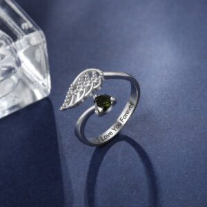 Simple And Atmospheric 12 Color Birthstone Open Ring For Women