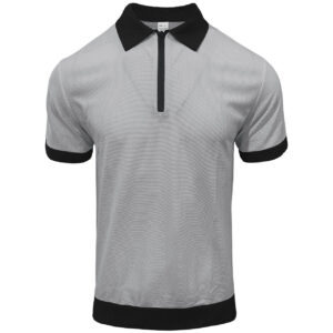 Mens Half-Zip Polo Shirt With Lapel Collar And Short Sleeves