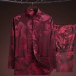 SpringSummer Ice-Silk Mens Long-Sleeve Top And Pants Set
