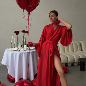 Soft, Lace-up V-neck Womens Draping Nightgown