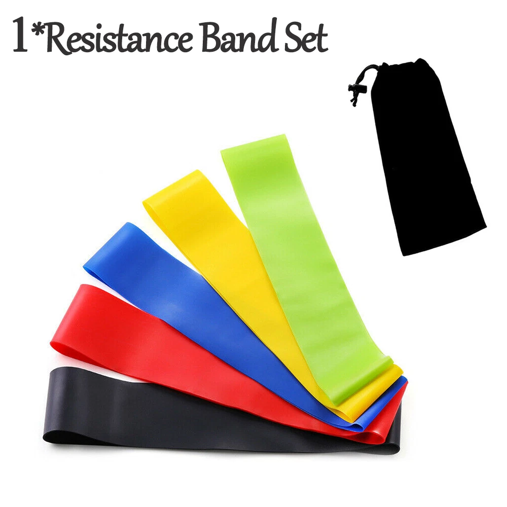Resistance Bands Loop Set Of 5 Exercise Strength Workout Fitness Yoga Booty Band Training - Image 4
