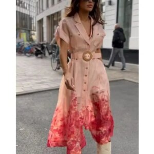 Mikydely-casual Lapel Statement Dress