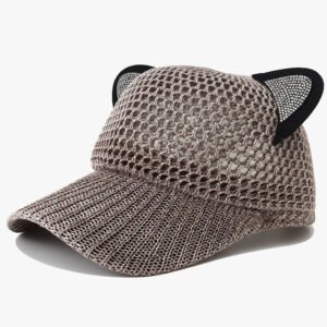 Summer Women's Knitted Baseball Cap With Ear Straps, Fashionable And Cute Style, Openwork Design, Lightweight And Breathable For Daily Use, Sweet Look Outdoors.