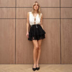 Lace Womens High-Waisted Multi-Layer Versatile Mini Skirt