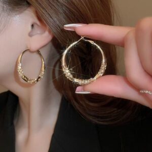 Silver Needle Twisted Hollow Hoop Earrings, European American Style, Unique Niche High-end Ear Jewelry For Women