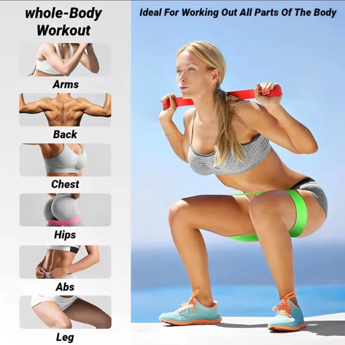 Resistance Bands Loop Set Of 5 Exercise Strength Workout Fitness Yoga Booty Band Training - Image 13