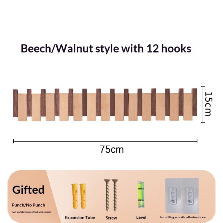 Clothes Hook Wall-mounted Entrance Hallway Hanger Punch-free Solid Wood Creative Keys Clothes