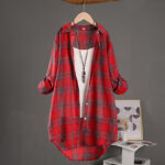 Plaid Womens Thin Sunprotective ShirLoosefit Cottonlinen