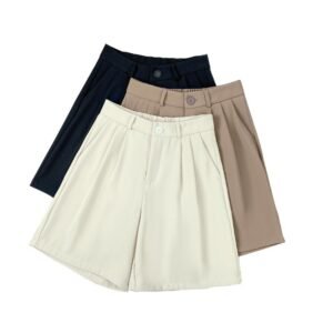 Womens High-waisted Suit Shorts Loose-fitting Wide-leg Pants