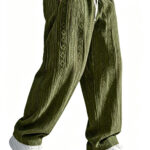 Mens Loose-Fit Jacquard Wide-Leg Casual Solid-Color Straight-Leg Trousers