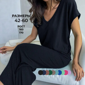 Relaxed-fit Casual Two-piece Set With Short Sleeves And Wide-leg Pants