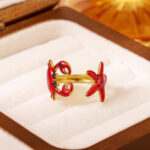 New Style Ring, Simple Open Ring With Oil Drip Design, Adjustable European And American Starfish Series Ring, Fashionable And Versatile
